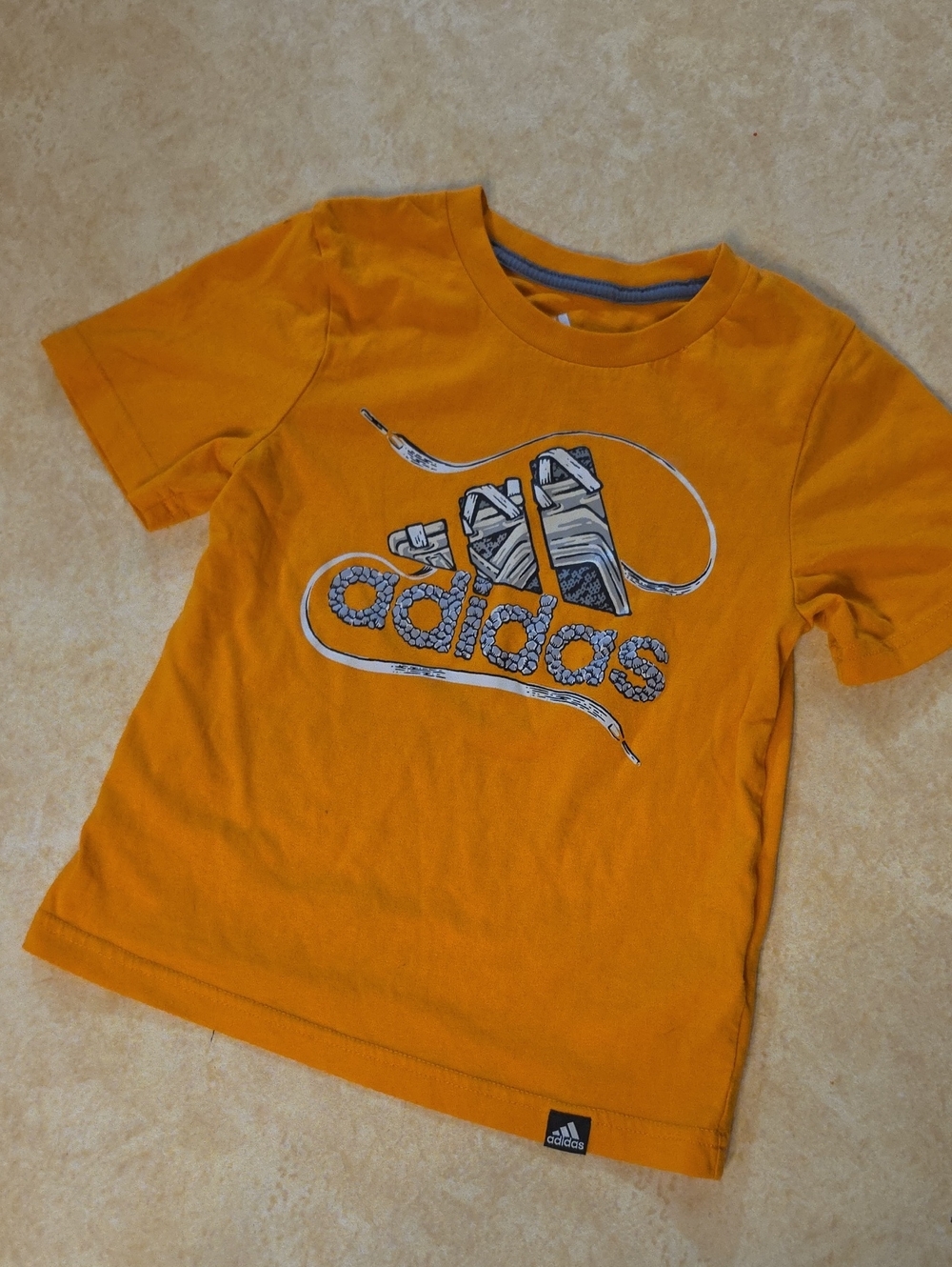 adidas Orange Short-Sleeve Graphic Logo Tee for Kids